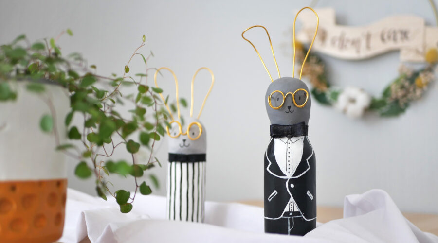 DIY Upcycling Hase aus Altglas und Modelliermasse