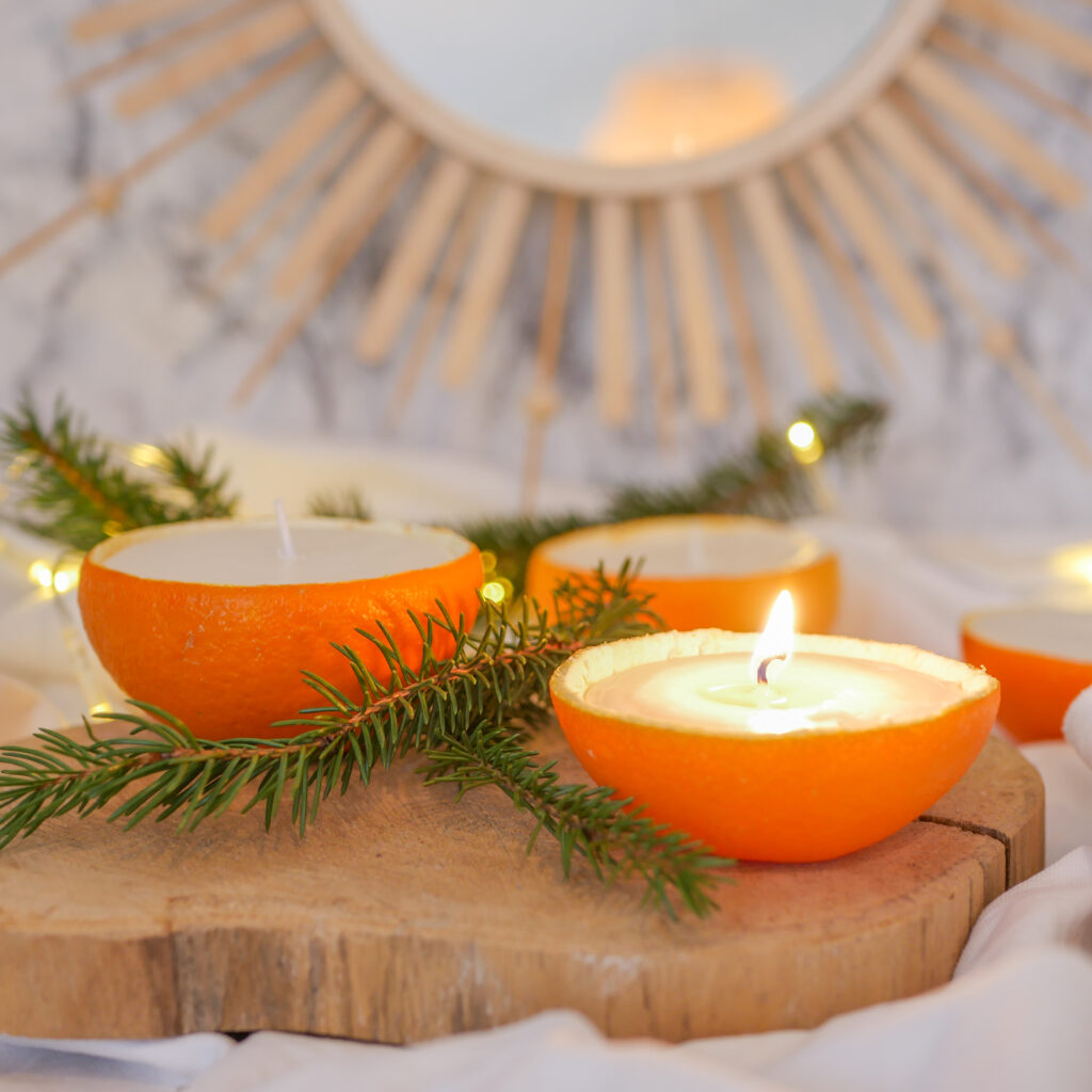DIY Kerzen aus Orangen 