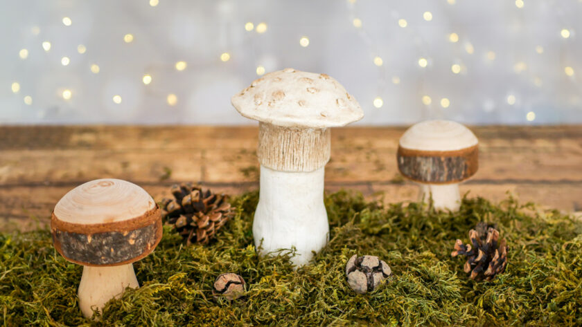 DIY Herbstdeko: Pilze aus Modelliermasse und alten Gewürzgläsern basteln