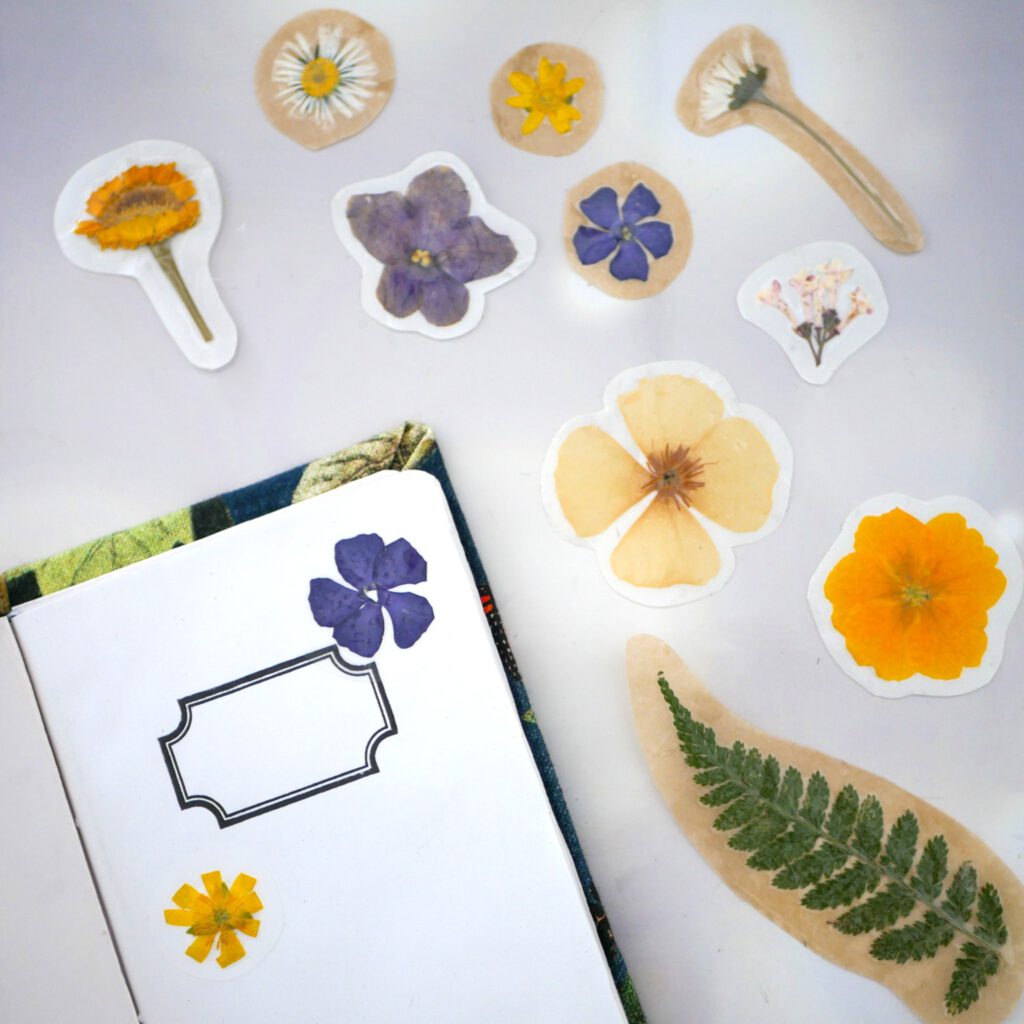 DIY Aufkleber aus echten Blüten basteln