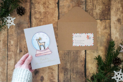 Einfache Weihnachtskarte mit Wasserfarben basteln