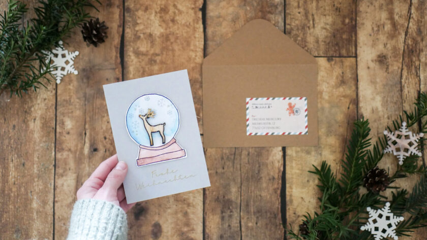 Einfache Weihnachtskarte mit Wasserfarben basteln