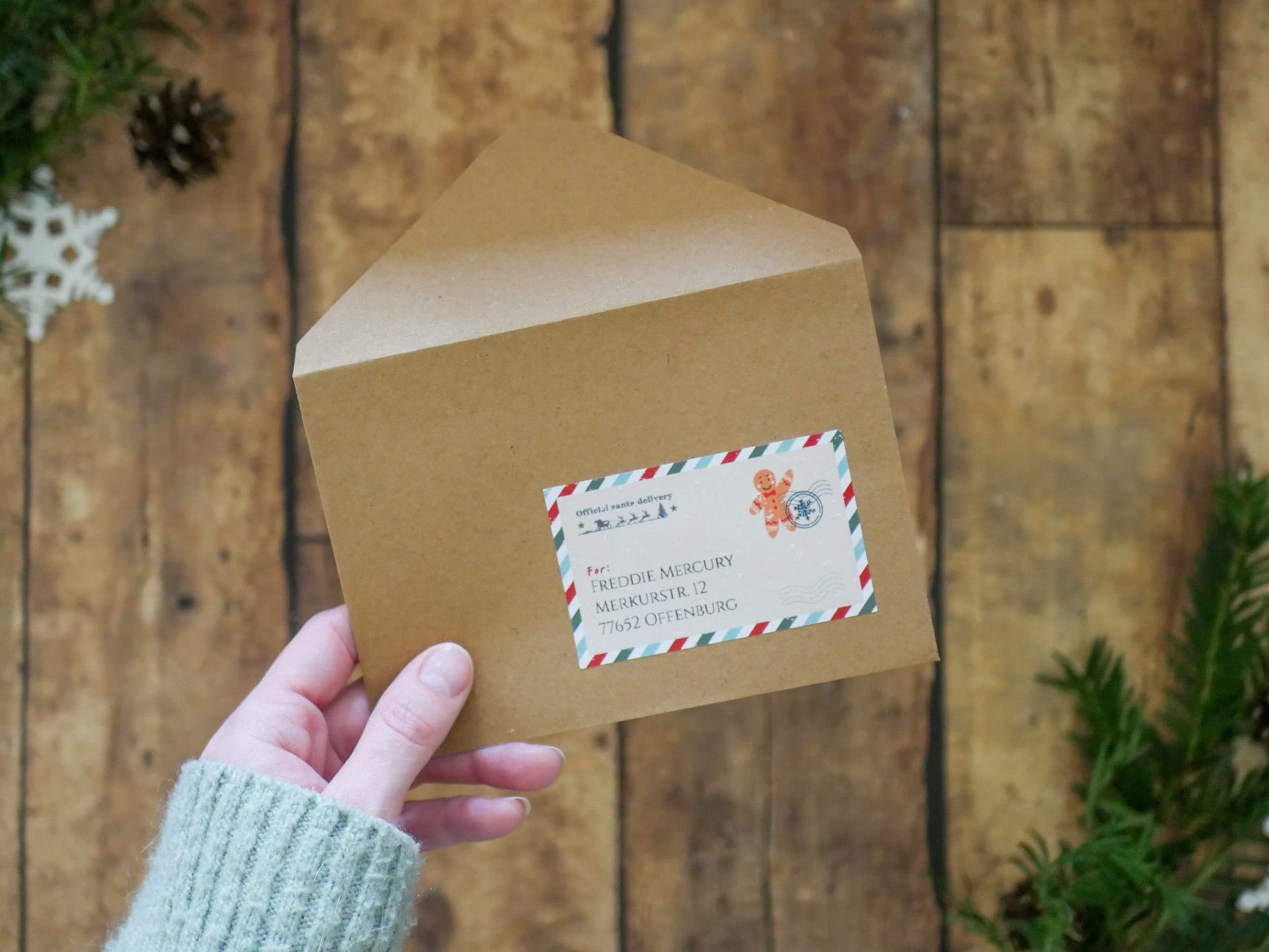 Schönes Adress-Etikett für Weihnachten